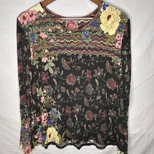 Johnny Was Floral Swing Tunic Shirt, Size Medium